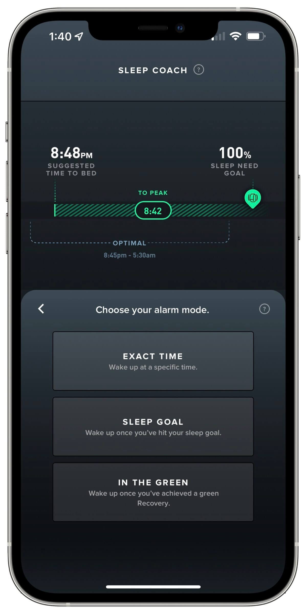 The new haptic alarm settings of WHOOP 4.0