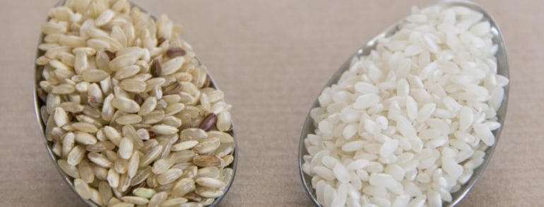Whole grains on the left, processed grains on the right.