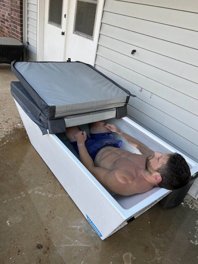 Michale Kummer in an Ice Bath.