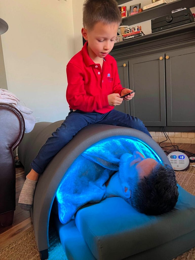 Our six-year-old is having a blast changing the colors of the LED light strip used for chromotherapy.