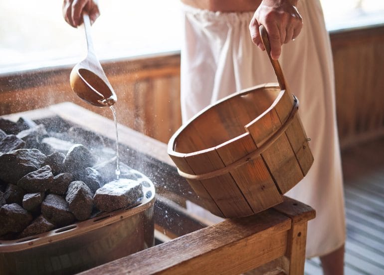 Steam sauna bathing is a ritual that many people enjoy.
