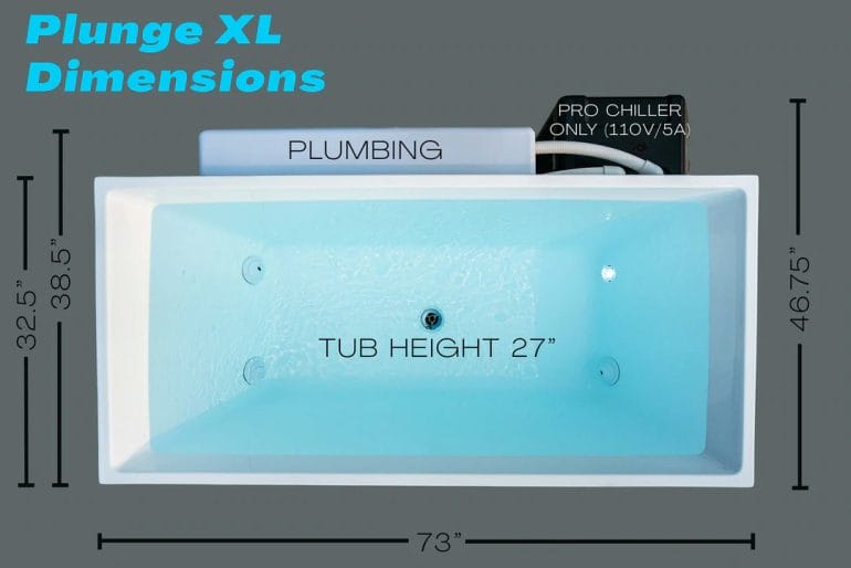 The Cold Plunge Pro XL dimensions
