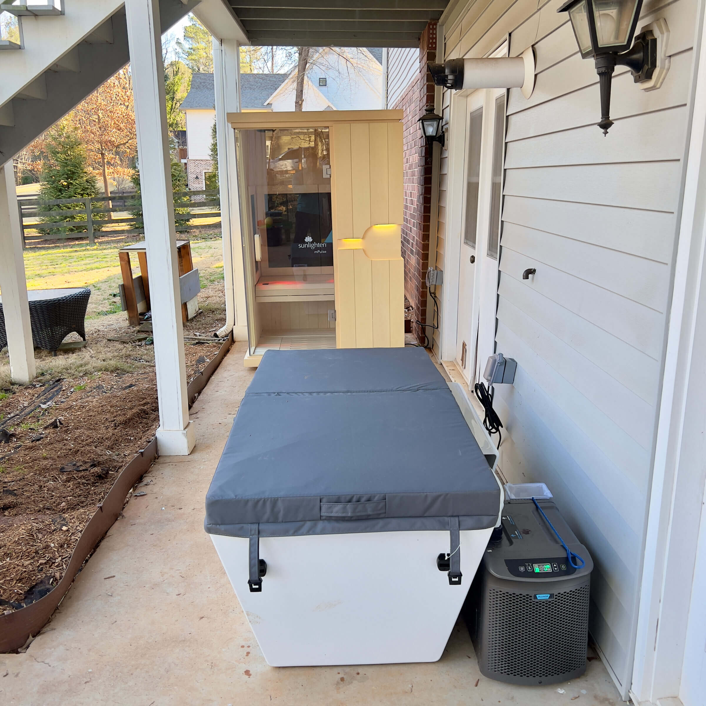The Plunge fits perfectly on our back patio, beside our infrared sauna.