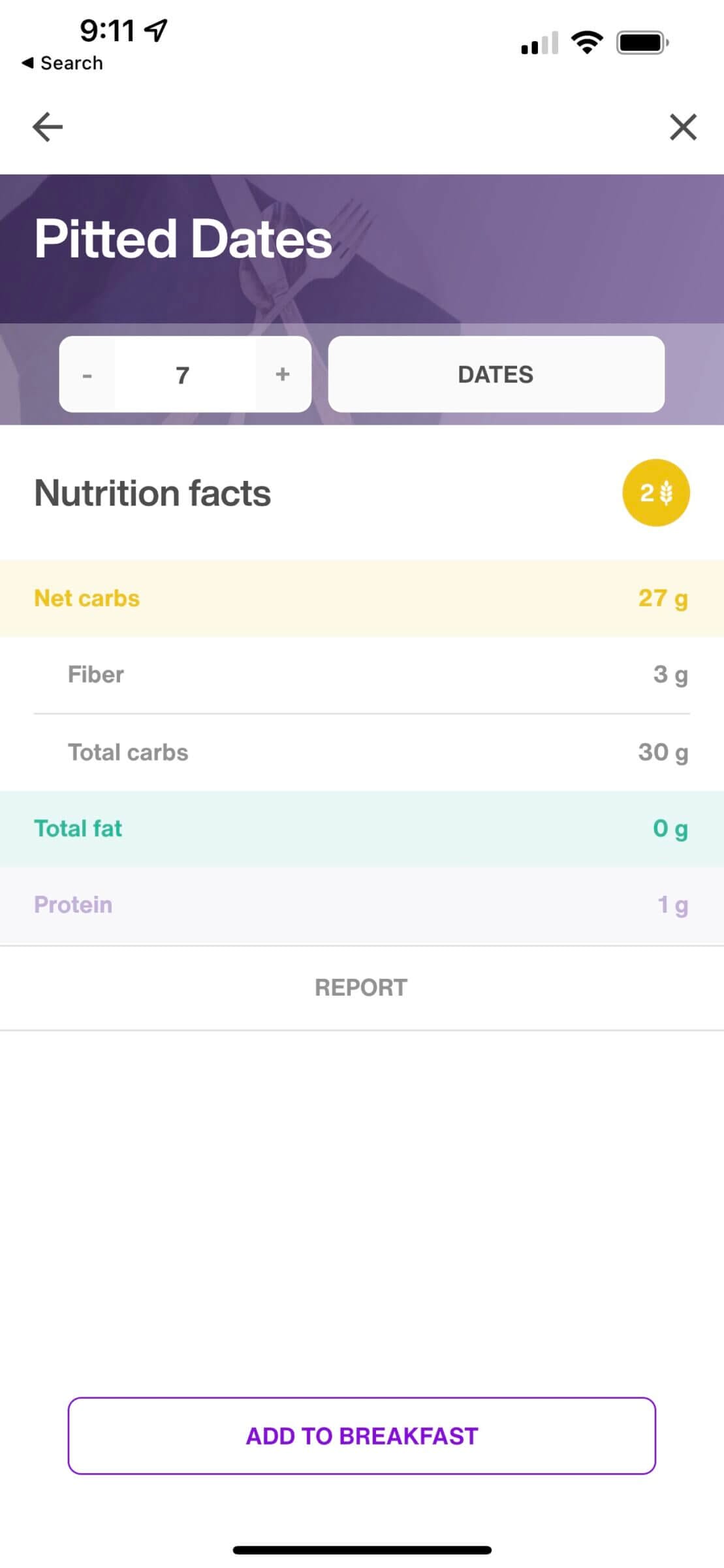 Example of the Lumen food log.