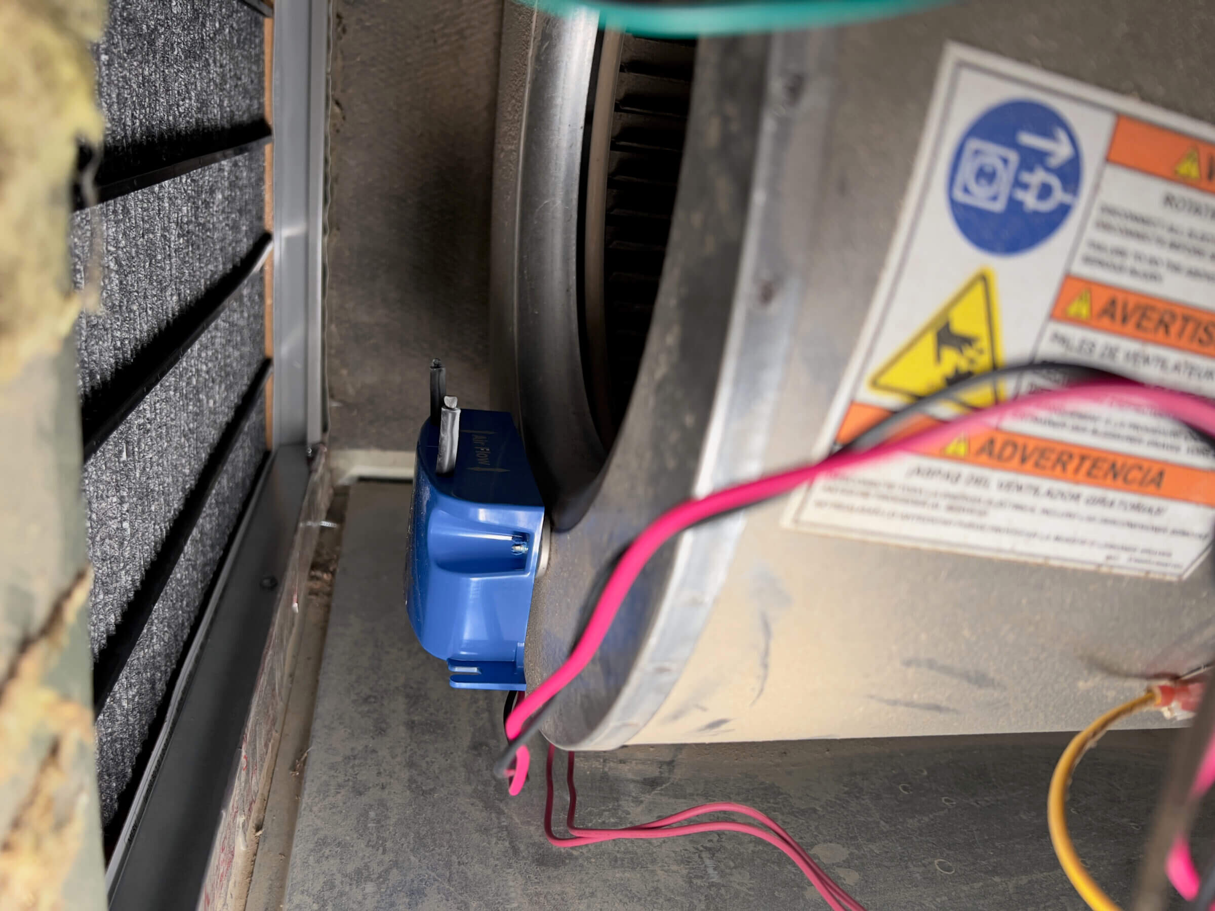 Magnets keep the Bi-Polar securely attached to the housing of the blower fan.