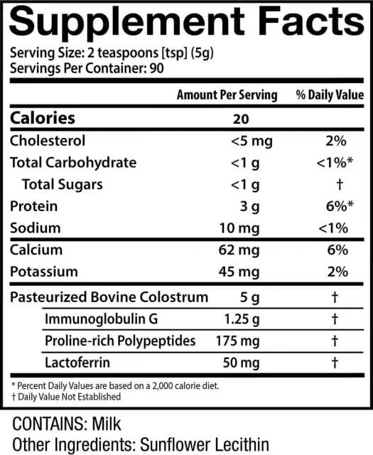 Colostrum-LD supplement fact
