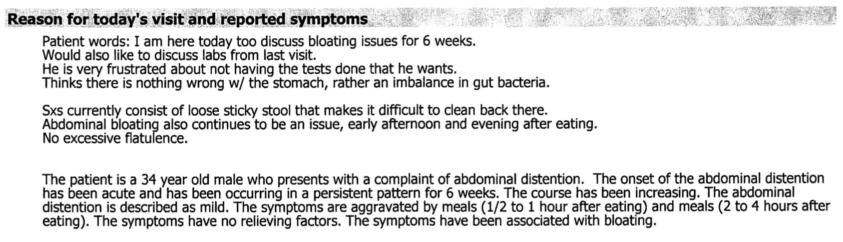 Notes from one of my many doctor visits illustrating my growing frustration.