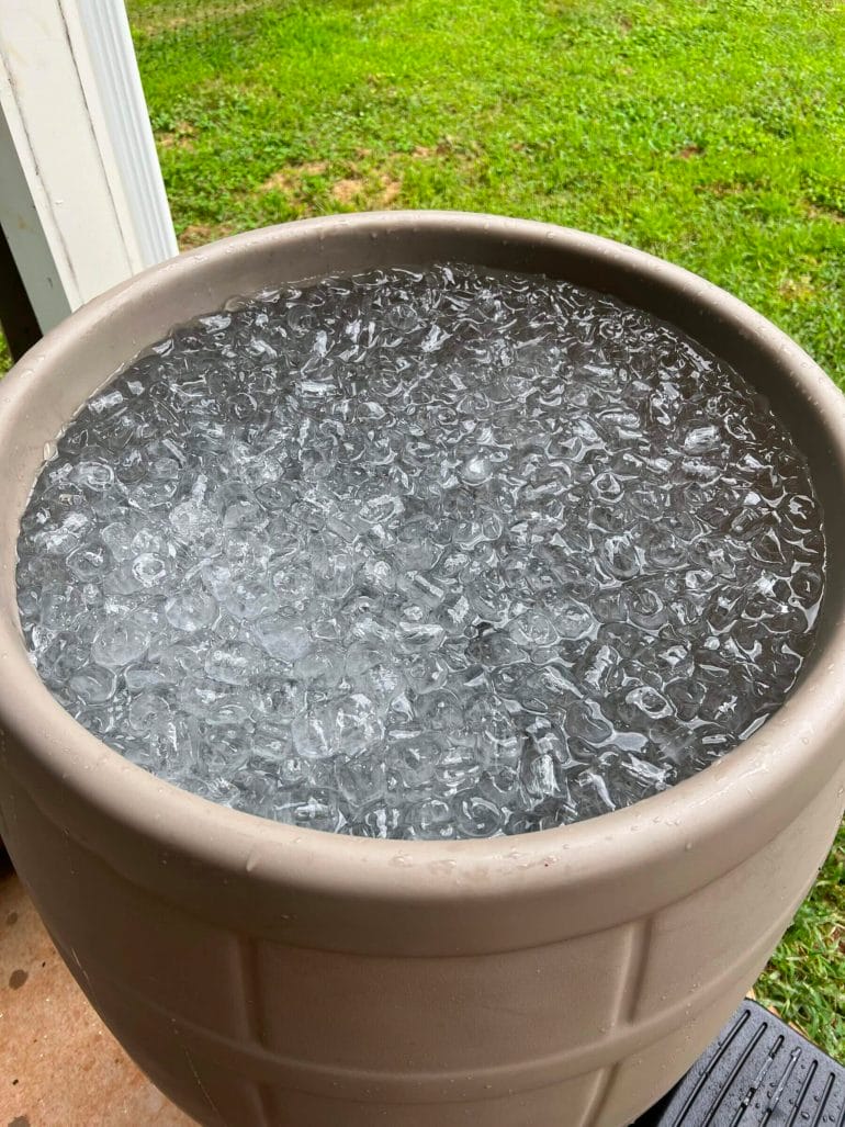 ​​I usually fill my Ice Barrel with 120 to 140 pounds of ice