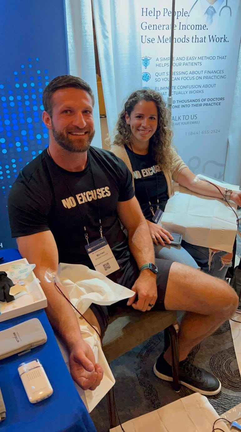 The best part of the conference was that I got to experience it with Kathy this year! In this photo, we're getting an ozone IV...