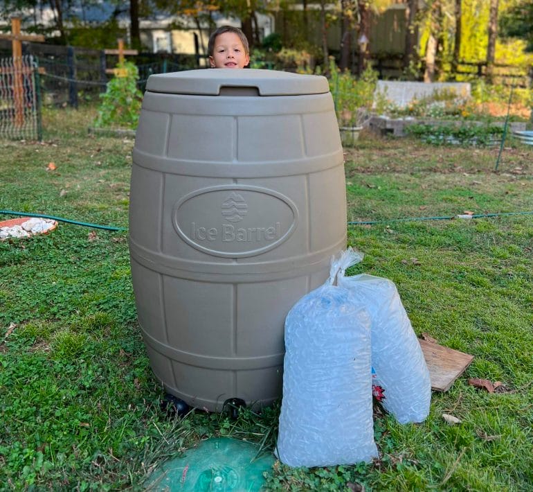 The Ice Barrel, situated in our backyard.