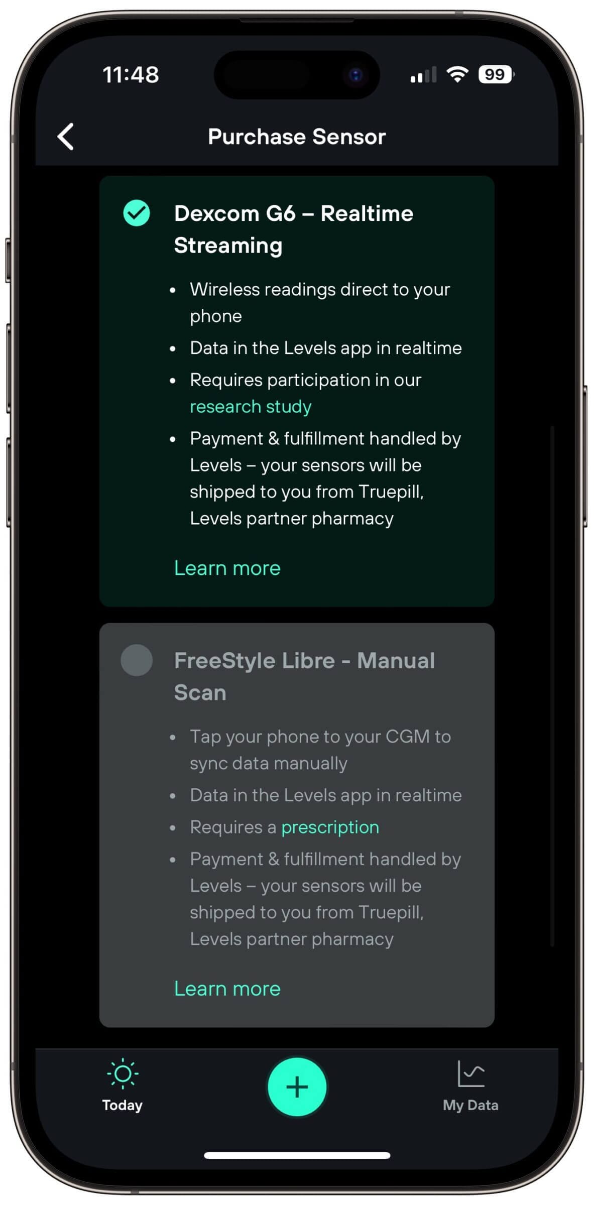 Levels offers two different CGM kits