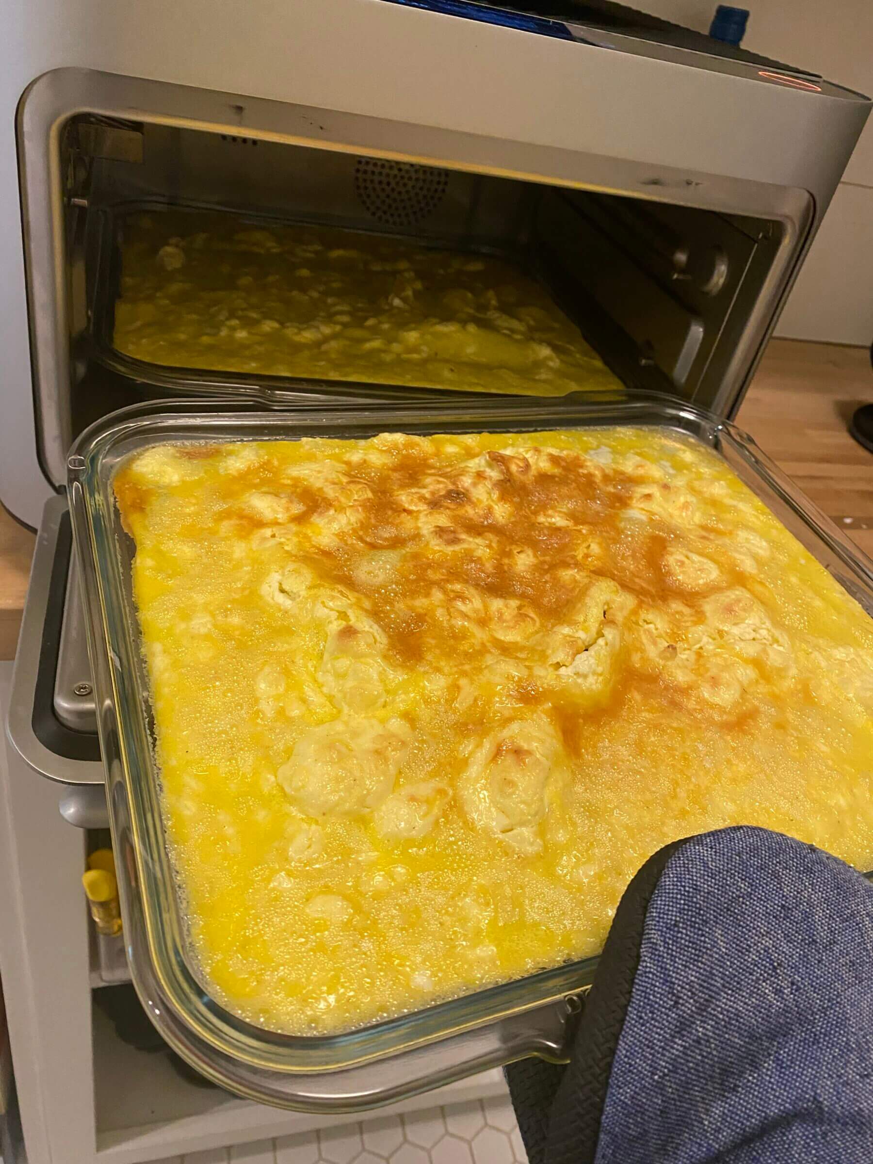 Egg casserole with cream cheese is our kids' favorite breakfast dish.