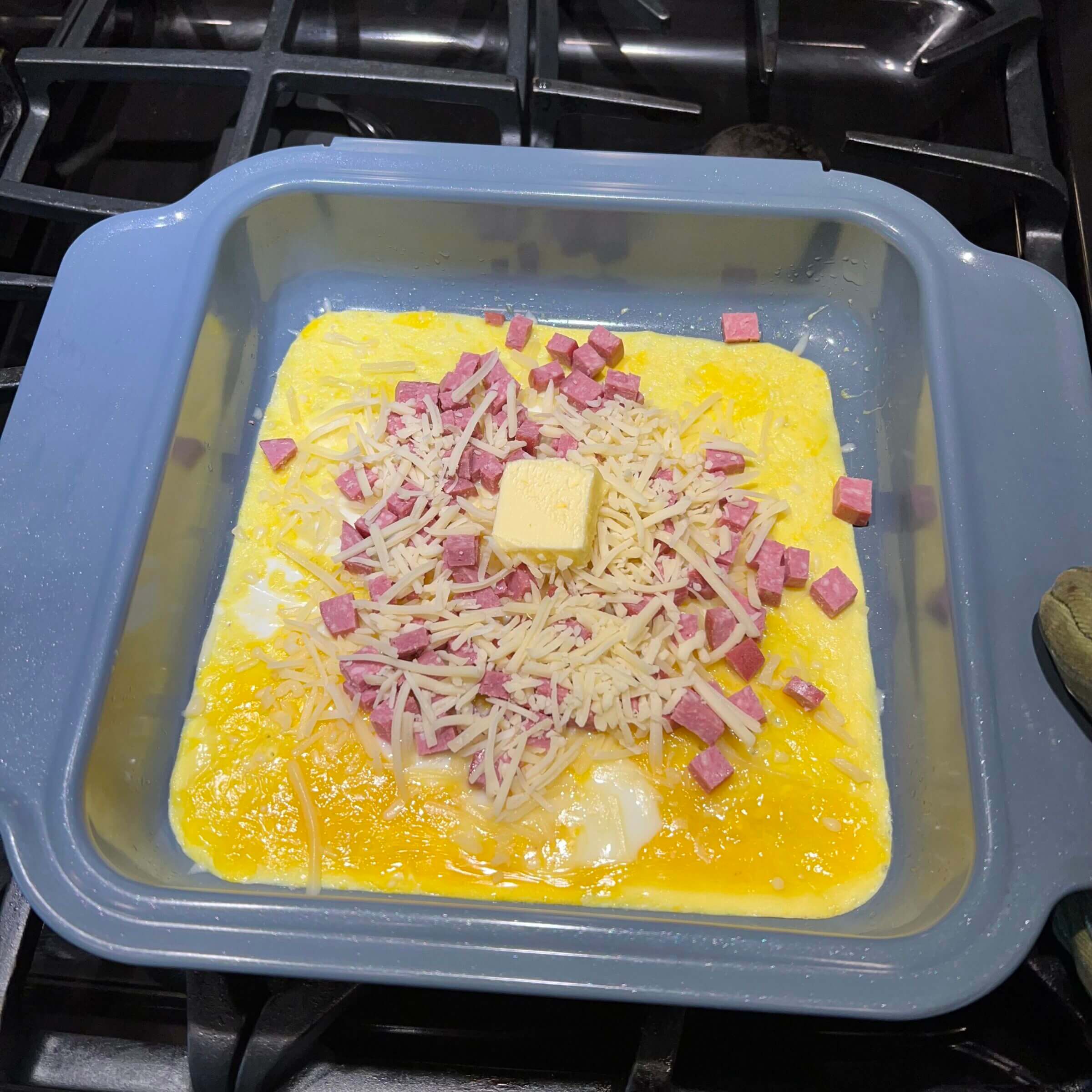 Omelet prep in the Brava oven.