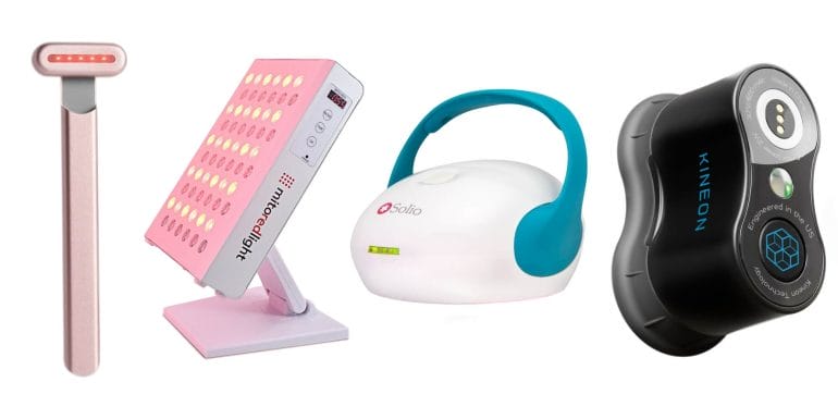 I use a combination of red light therapy devices and technologies, including the products shown above.