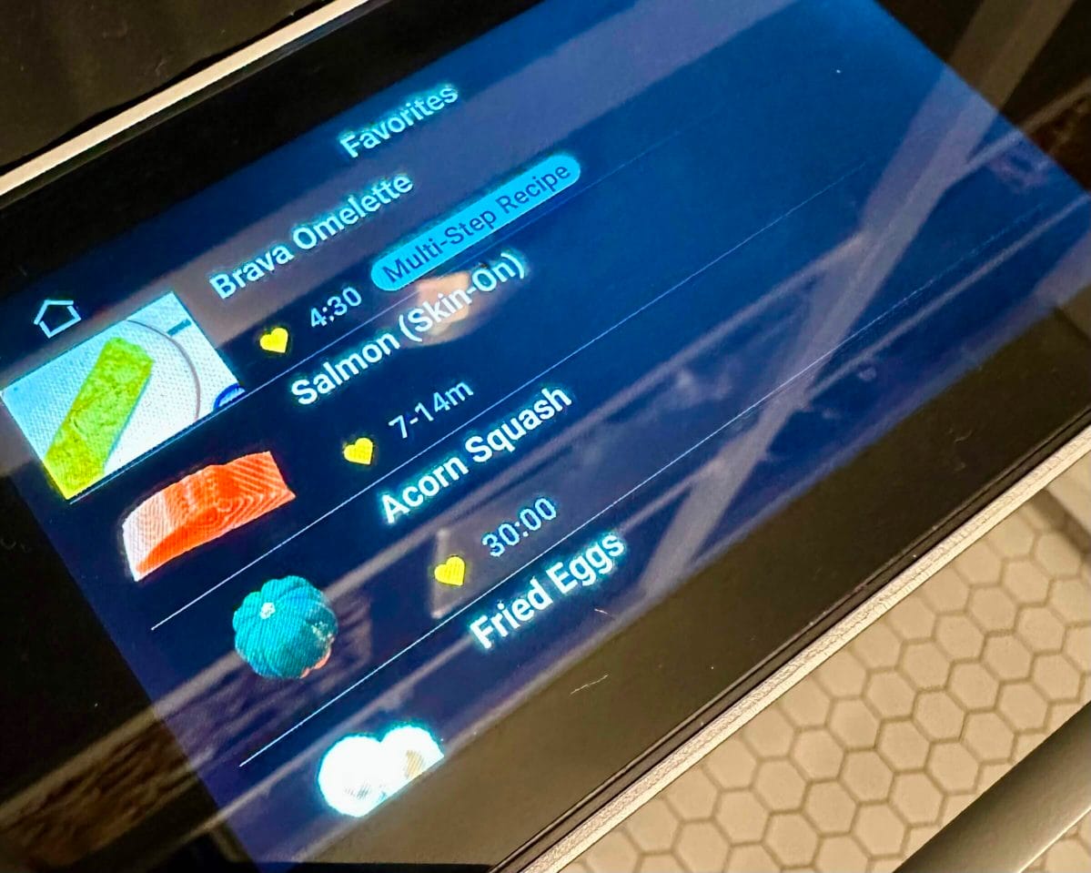 Selecting your favorite recipes is easy with the Brava touchscreen