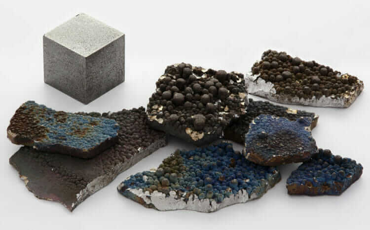 Photo of different types of the mineral manganese.