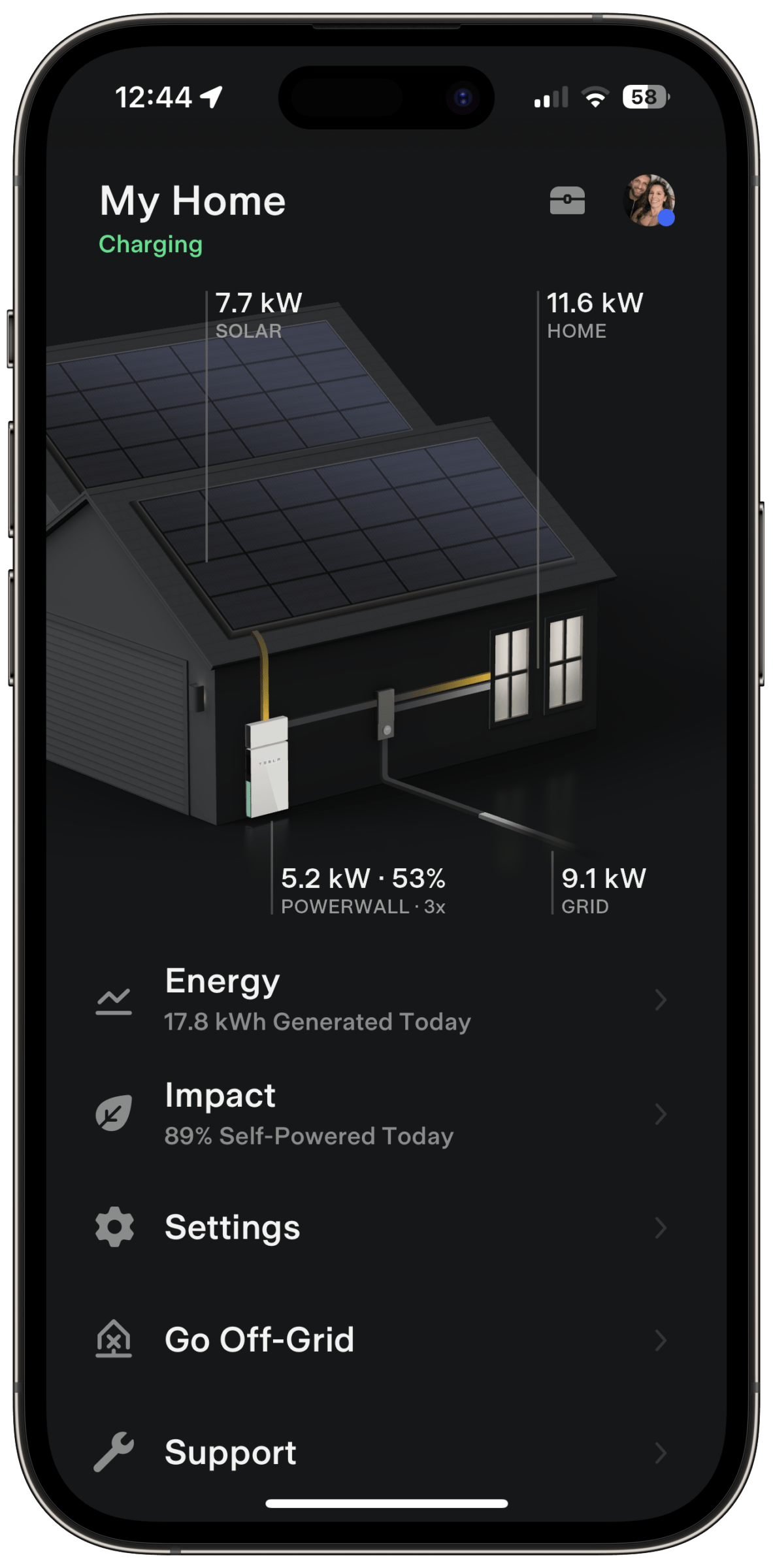 The Harvia heater consumes more power than our Tesla solar system can produce.