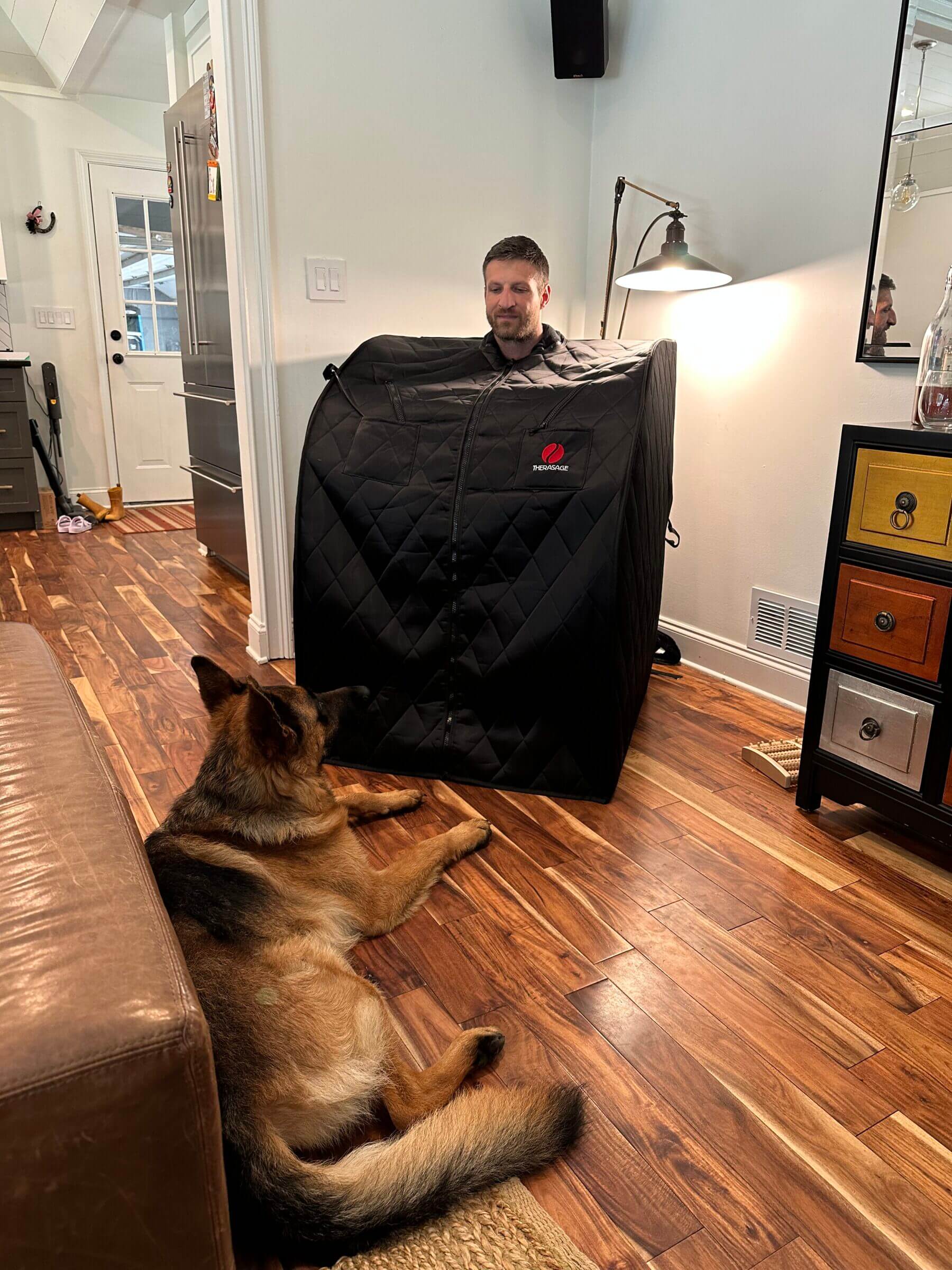 Our German Shepherd takes his protection duties very seriously.