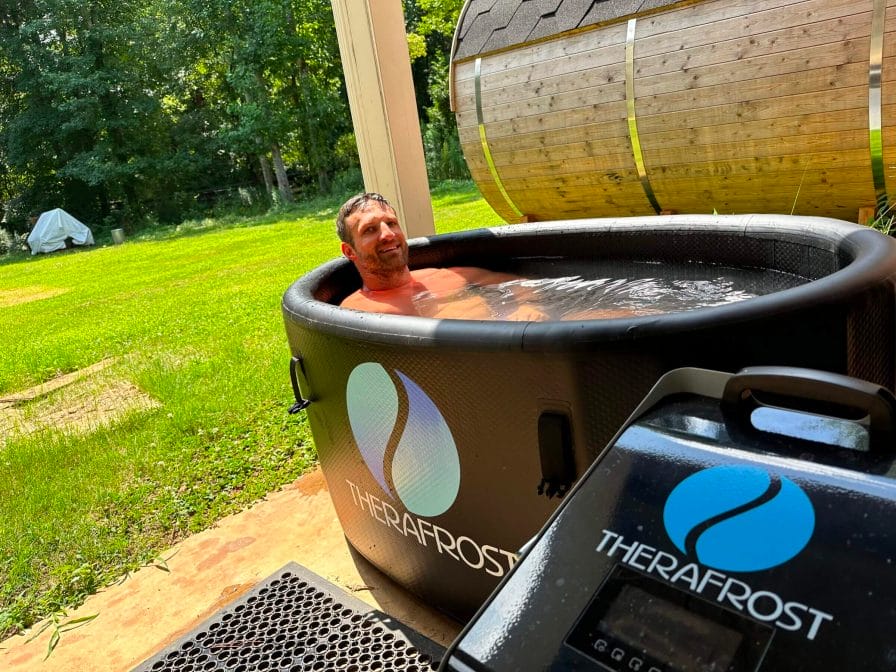 The TheraFrost cold plunge in my backyard.