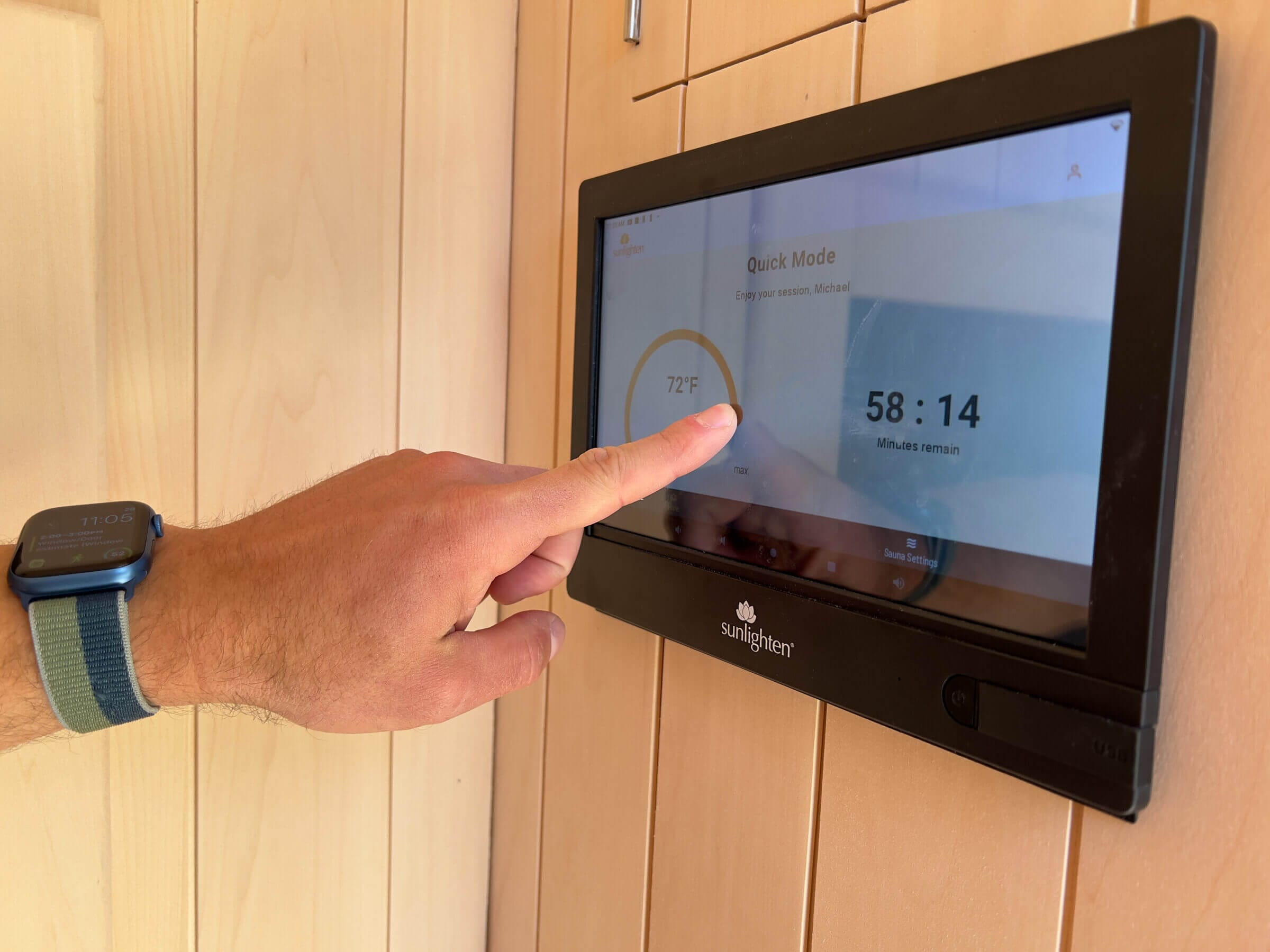 A touchscreen is convenient but could also distract from your sauna experience.
