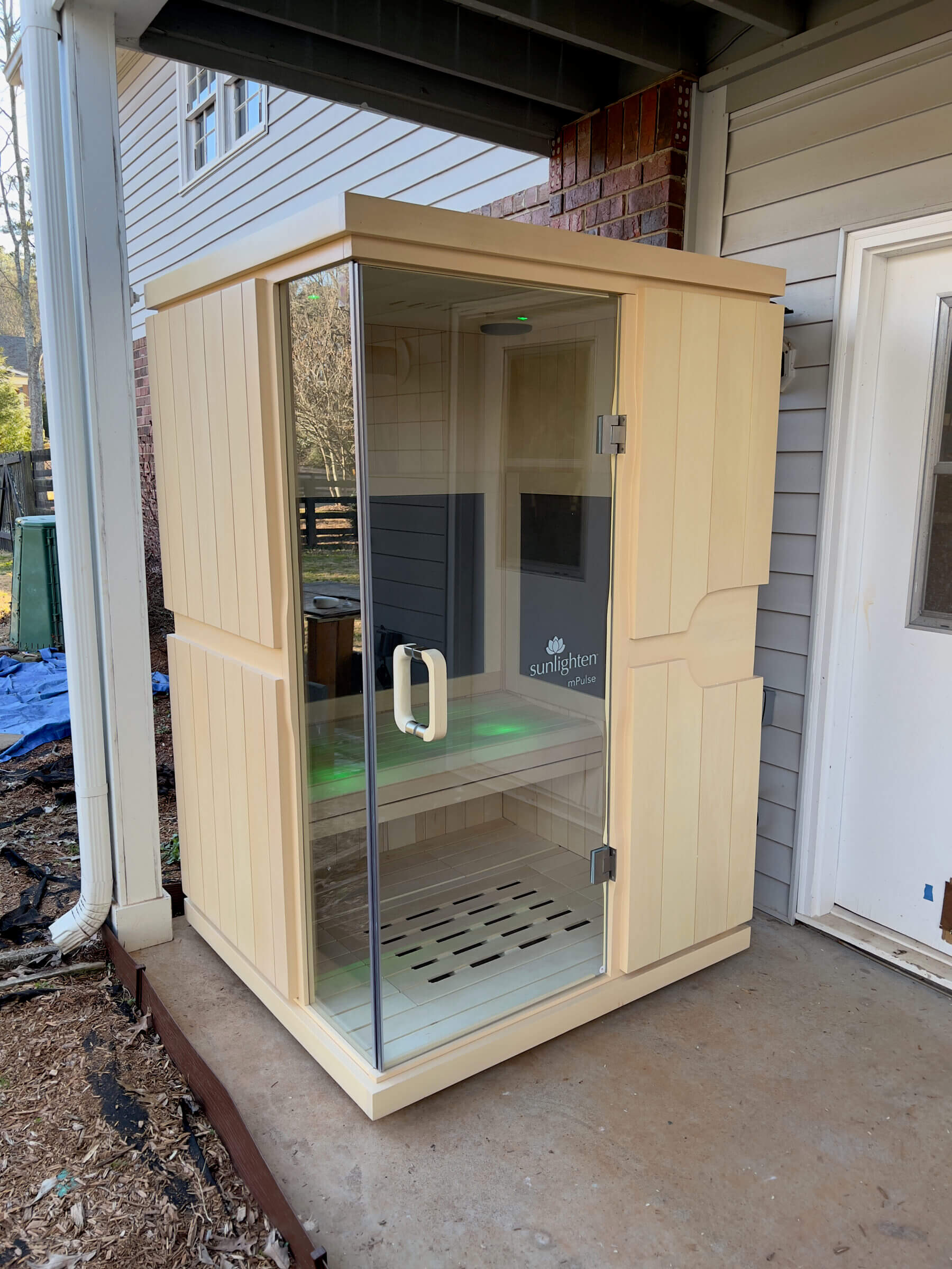 The first sauna cabin we purchased (shown here) was made from Basswood, which isn't meant to be used outdoors.