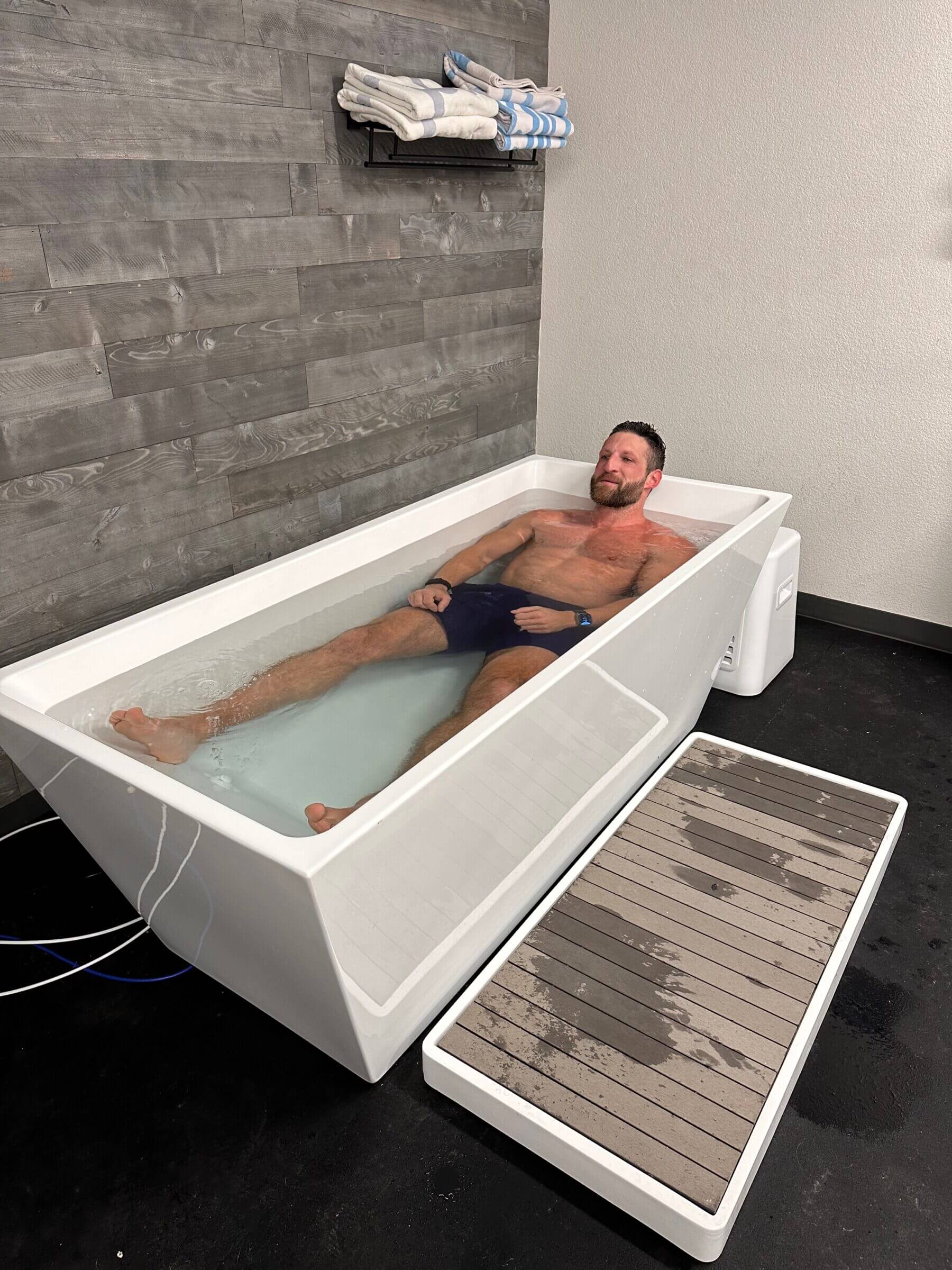 The new tub is large enough so I can fully extend my legs.