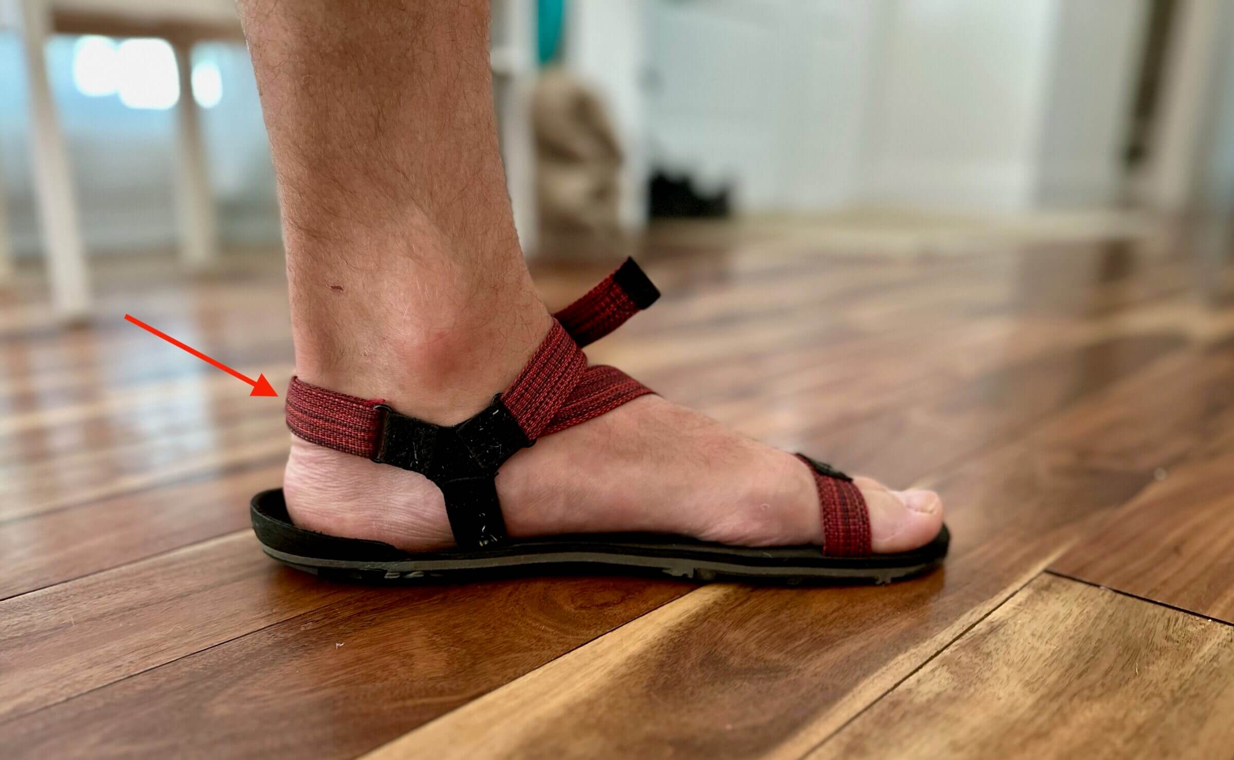 True barefoot sandals should have a strap to allow your heel remain in contact with the shoe.