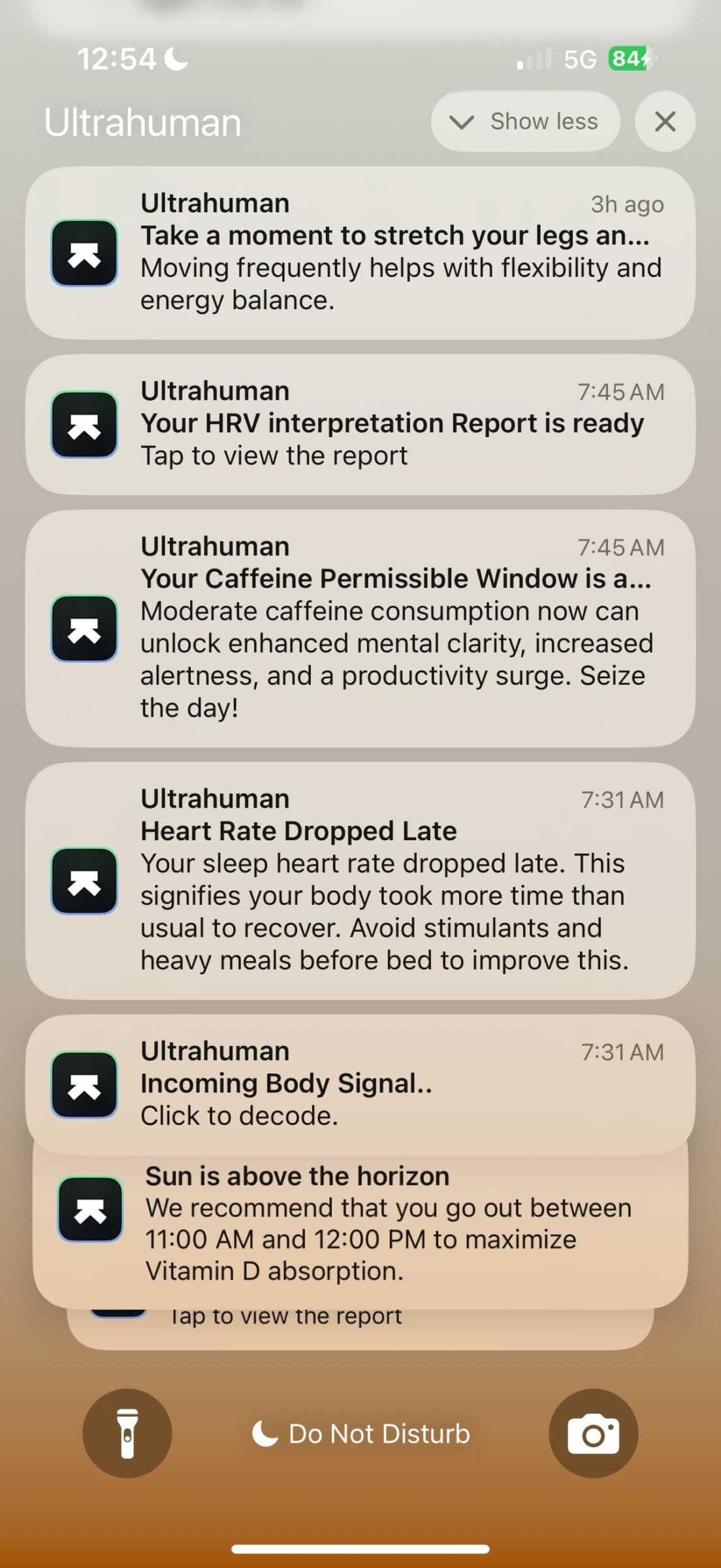 I love Ultrahuman's proactive notifications