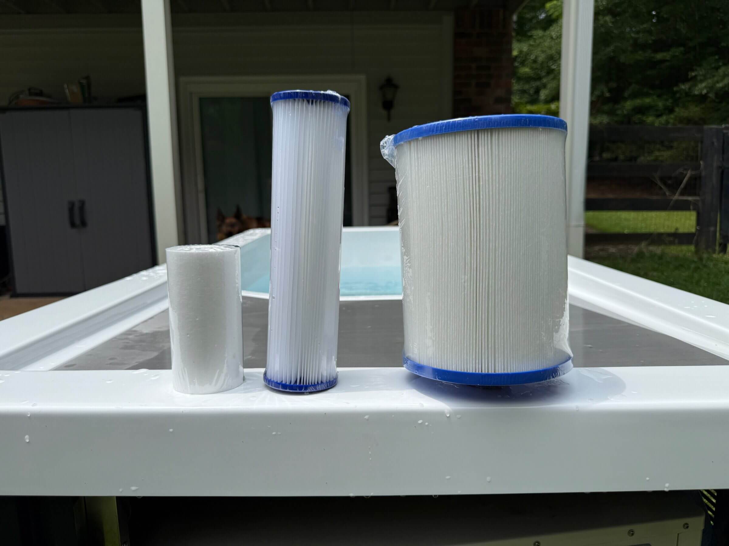 The oversized Blast filter on the right lasts significantly longer than the comparatively small filters I use in my other chillers.