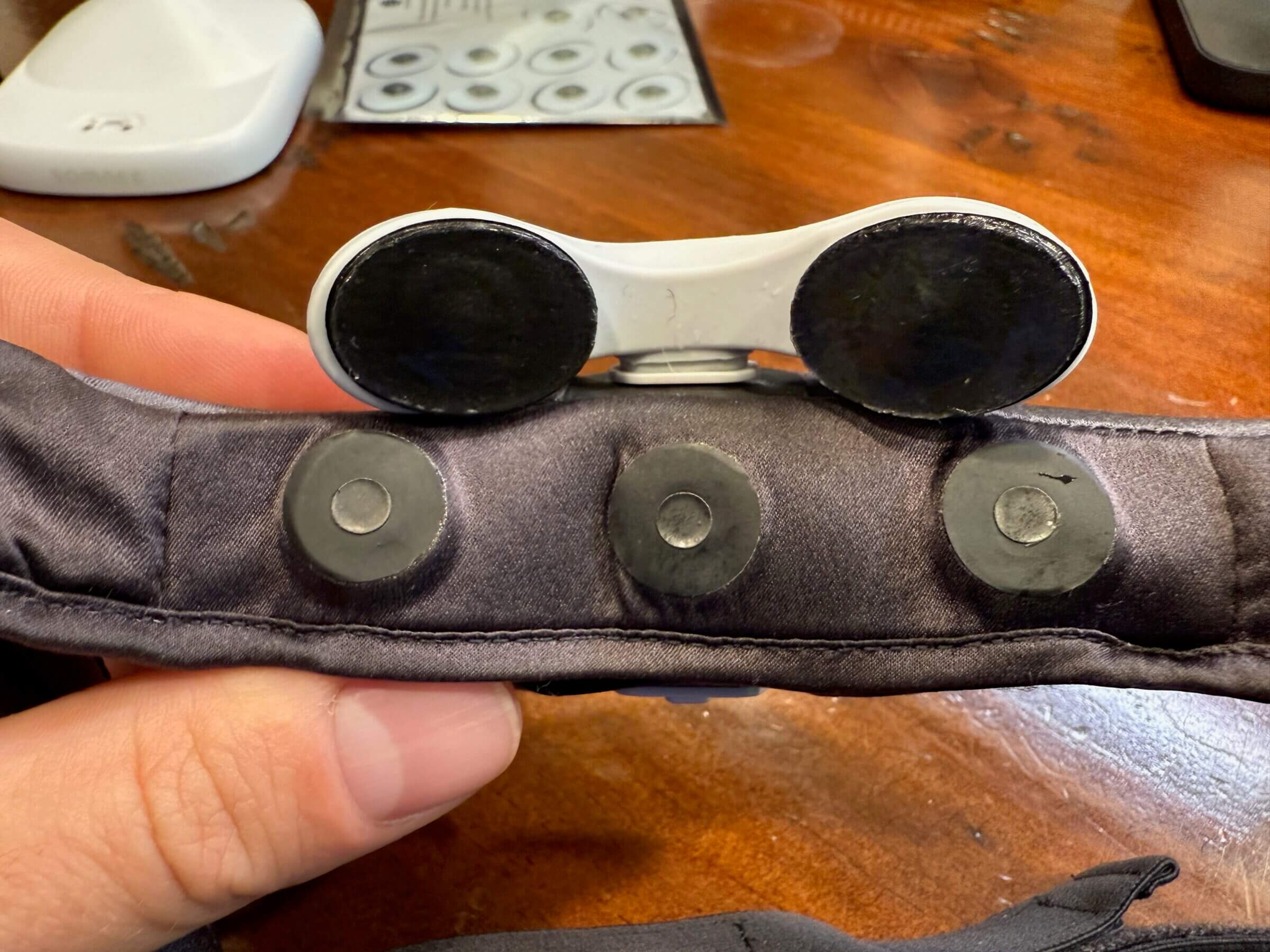 The EEG sensors measure brain activity and the electrodes provide personalized neurostimulation.