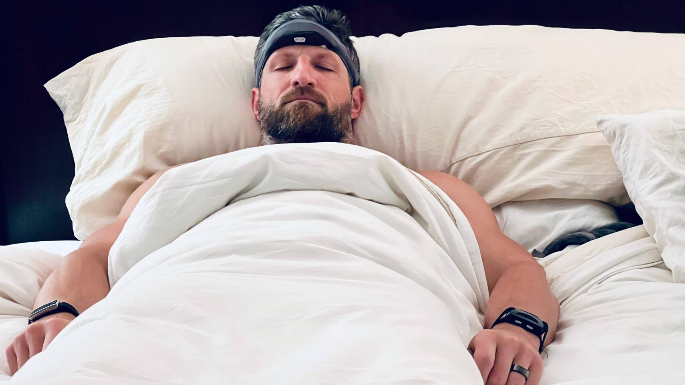 Michael wearing Somnee in bed