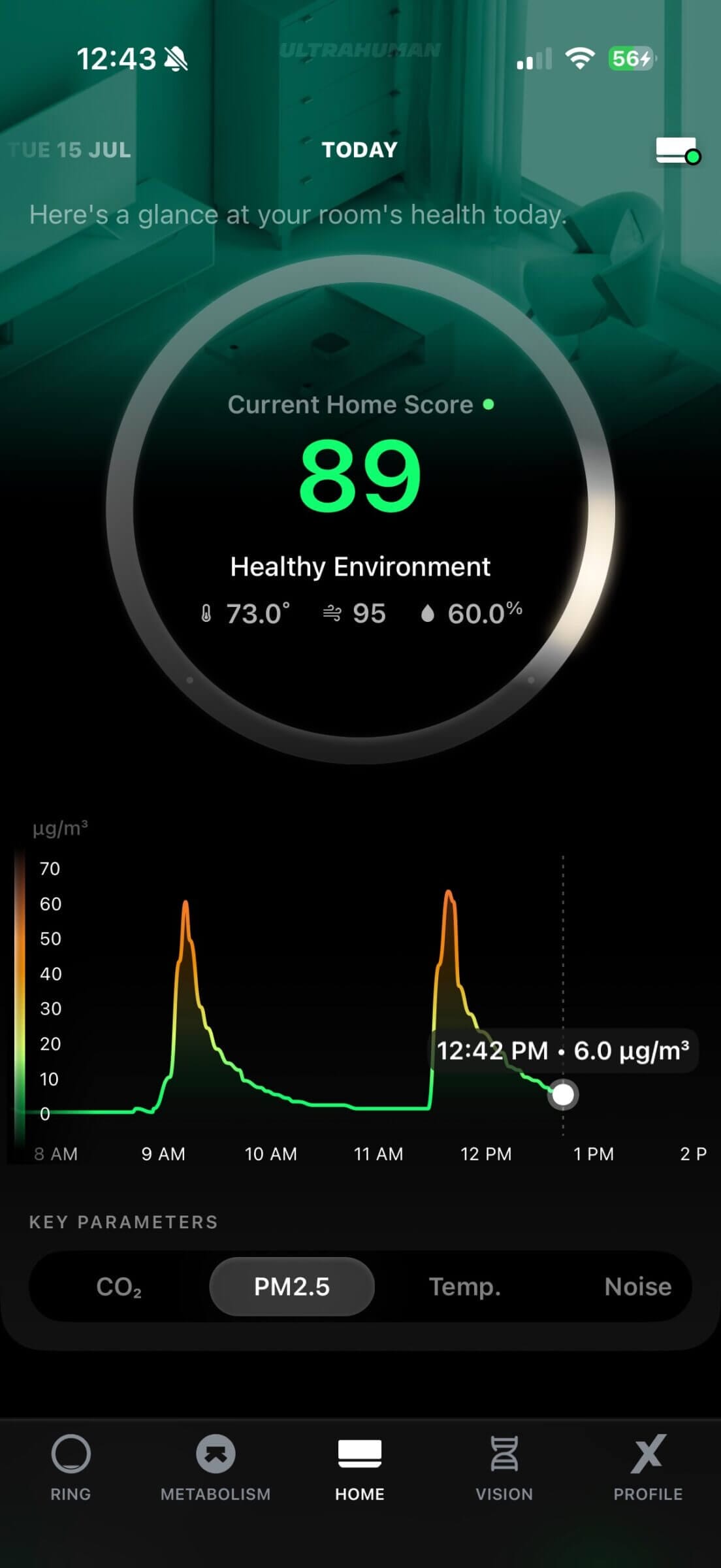 Our gas stove (left) and electric oven (right) caused a similar spike in PM2.5.