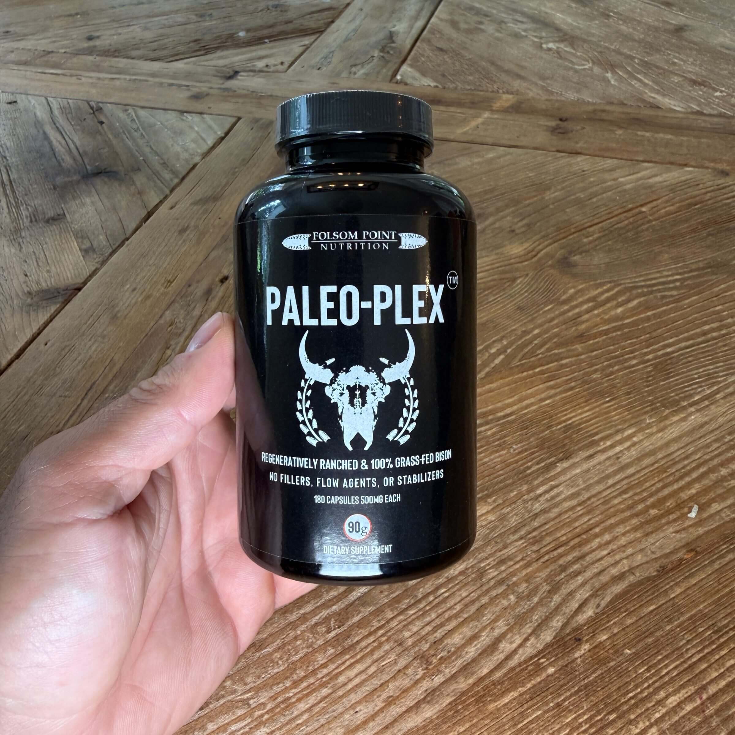 Front of the Paleo-Plex bison organ supplement label.