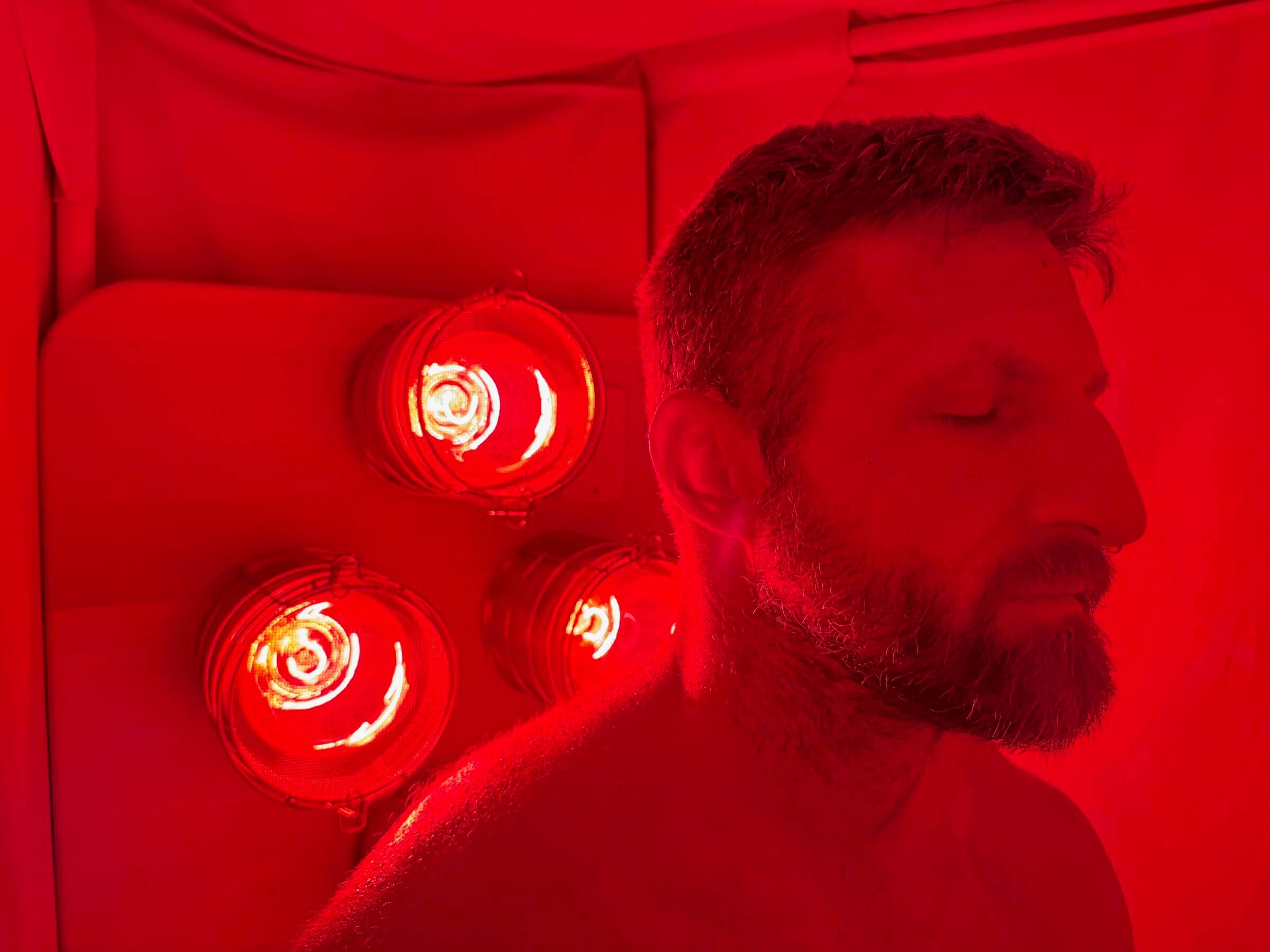 Michael Kummer using the FireLight Super Sauna.
