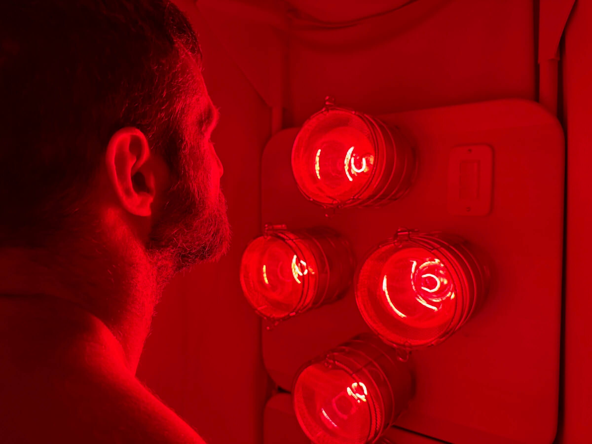Michael Kummer using the FireLight Super Sauna.