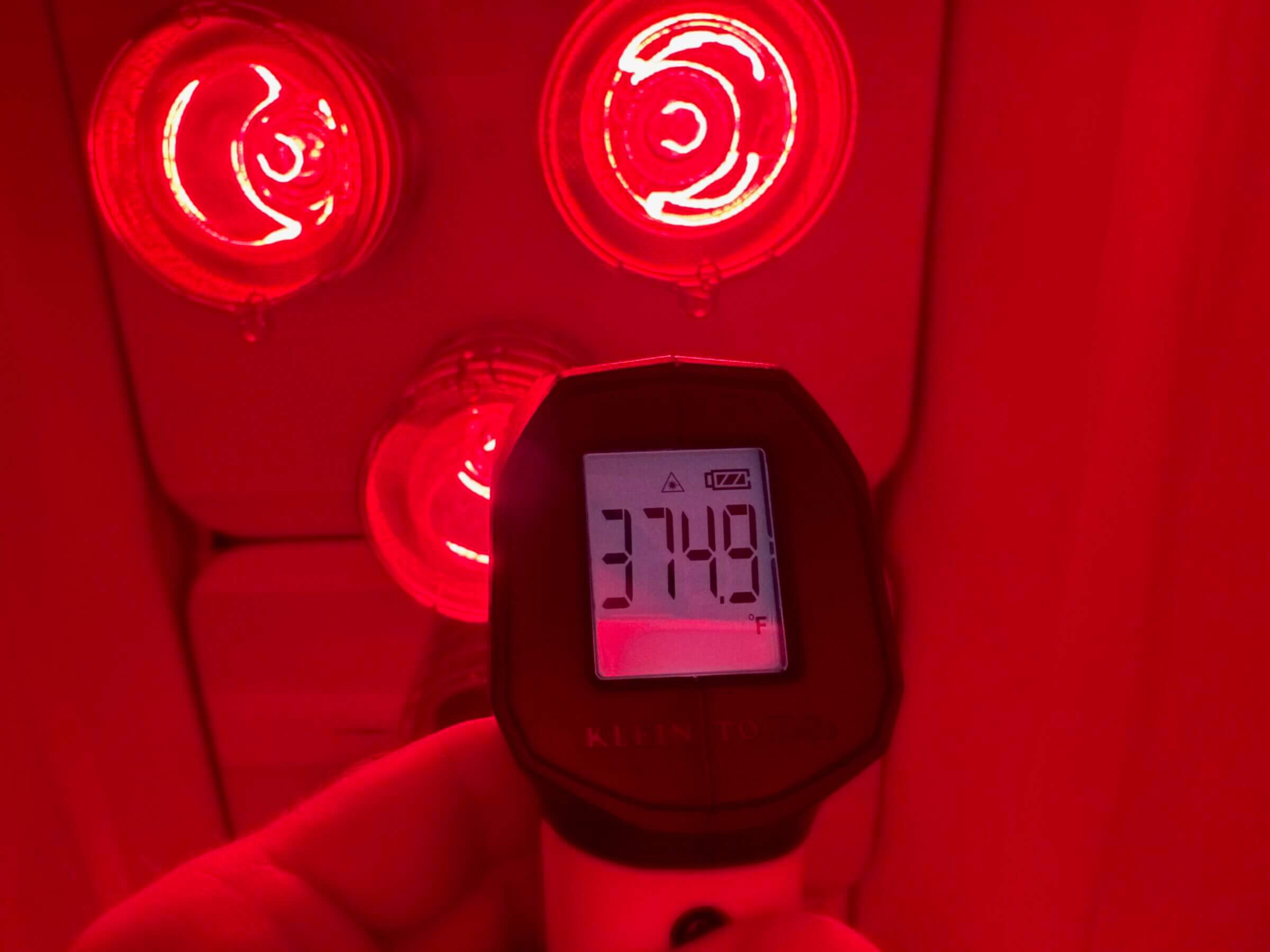 Temperature reading show the internal temp of the FireLight near from the bulbs.