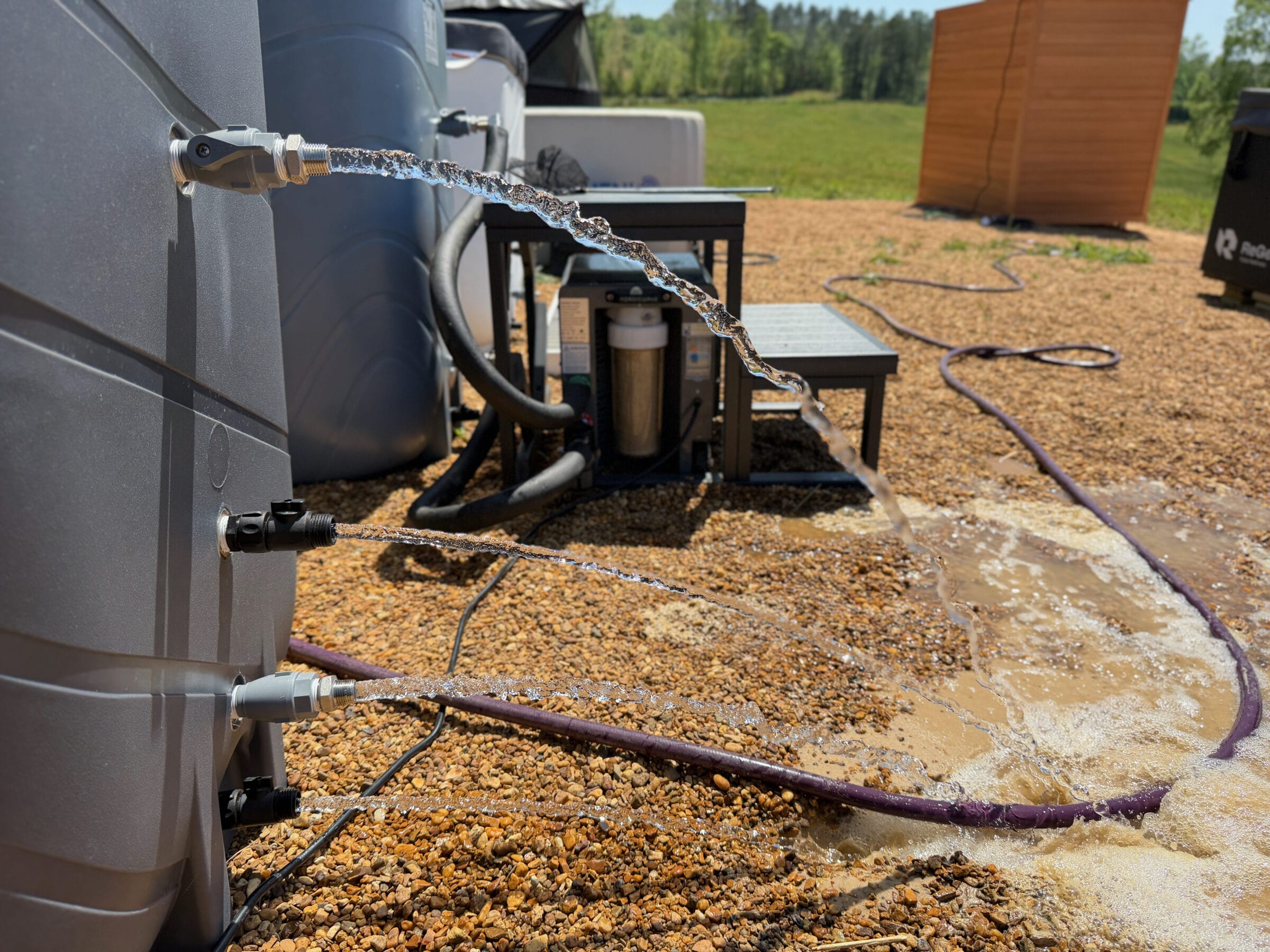 Opening all four valves allows you to drain the XL in a matter of minutes.